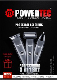 Resim Powertec TR-375 (3in1) Günlük Erkek Tıraş Bakım Seti (3 Başlıklı ve Ek Başlık Hediyeli) 