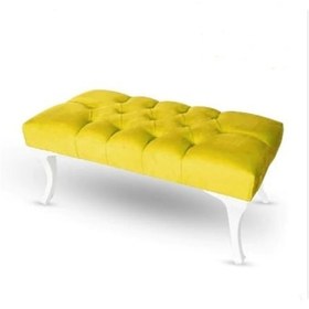 Resim 100 Cm Kapitoneli Ayak Ucu Kapı Önü Antre Bench Puf Sarı 
