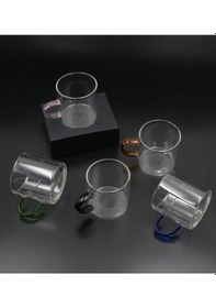 Resim 6'lı Isıya Dayanıklı Borosilikat Cam Türk Kahvesi Fincan Takımı Kuş Motifli Altlıklı 12 Parça Cup 