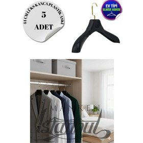Resim Ceket Askısı 44 Cm Soft Siyah Plastik Gold Kancalı Bluz Elbise Askısı Ev Tipi 5 Adet Diğer 