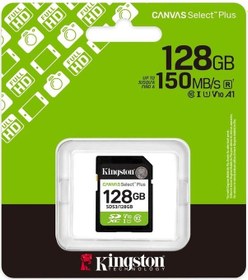 Resim Kingston Sds3-128gb 128gb Sdxc Canvas Select Plus Gen3 150mb-s C10 Uhs-ı U1 V10 Hafıza Kartı 