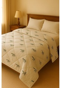 Resim Tek Kişilik Bambu Yorgan Doğal Ve Nefes Alan Dolgu, Terletmeyen Yapı Ve Ultra Hafif Uyku Konforu Ekru 