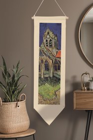 Resim Van Gogh Duvar Halısı, Sanat Serisi Dekor, 100cm Kanvas Flama Askılı Duvar Örtüsü NO:746 - Renkli - 17 / 30 x 100 