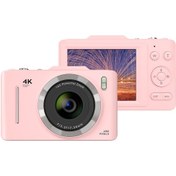 Resim Springsun Pembe 4k Dijital Fotoğraf Makinesi 48mp Çift Kameralı 16x Zoom 2.8" Ips Ekranlı Led Flaşlı Gecikmeli Çekimli Dahili Pil 