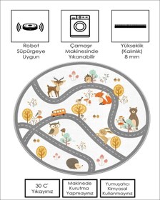 Resim Dijital Baskı Yuvarlak Çocuk Oyun Halısı LHÇH-08 - 100 X 100 