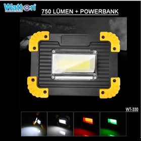 Resim Powerbank 750 Lümen Şarjlı Işıldak Watton Wt-330 Siyah 