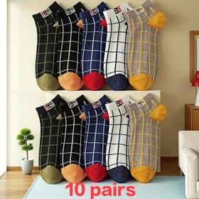 Resim 10'lu Paket İlkbahar ve Sonbahar Modası Kareli Rahat Unisex Çoraplar 