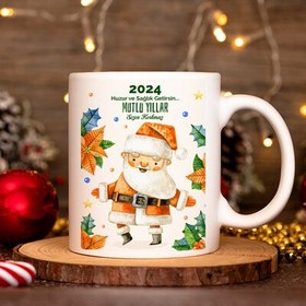 Resim Sevimli Noel Baba Tasarımlı Yılbaşı Bardağı 