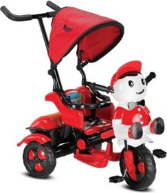 Resim Babyhope 125 Yupi Panda Ebeveyn Kontrollü Tenteli Müzikli Tricycle Üç Teker Bisiklet -Kırmızı/Siyah 