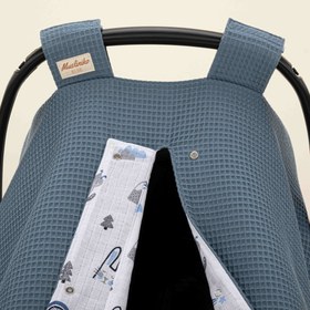 Resim Puset Örtüsü - Çift Taraflı - Koyu Mavi Petek - Mavi Kedi 