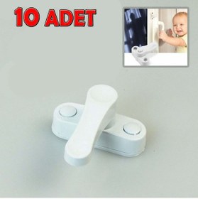 Resim Kapı Pencere Emniyet Kilidi Çekmeli Plastik 10 Adet 