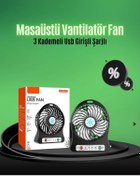 Resim Vemora Mini USB Fan – Şarj Edilebilir, Işıklı, 3 Kademe, Taşınabilir Masaüstü Vantilatör 