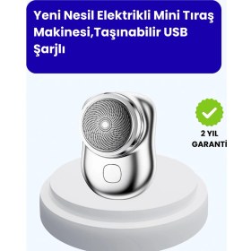 Resim HERŞEYBURDAMODA Cep Tipi Elektrikli Tıraş Makinesi - Güçlü, Sessiz, Su Geçirmez ve Taşınabilir 
