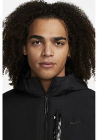 Resim Nike Sportswear Therma-fit Woven Tech Insulated Full-zip Hoodie Bol Kalıp Erkek Ceket Siyah 