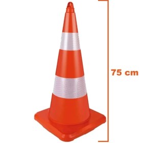 Resim Periboia Trafik Yol Konisi Reflektifli 75CM Işyeri Otopark Dükkan Pvc Kırılmaz Esnek Trafik Dubası Delinatör 