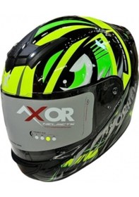 Resim Axor Rage Trogon-e Ce2205 Dot Fmvss218 Motosiklet Kaskı Siyah - Yeşil - Sarı Neon Sarı - Yeşil 