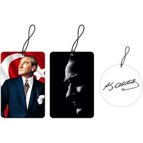 Resim Techmaster Atatürk Figür İmza Tasarım Araç Asma Koku Set 2 