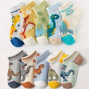 Resim 5/10 Çift Set - Erkek Çocukların Kısa Çorapları Karikatür Yeşil Dinozor Desenli, Nefes Alabilen Mesh Orta Baldır Çorapları Bahar ve Yaz İçin, Hafif Polyester Karışımı, Sadece Elde Yıkama, Bahar Rahat Giyim | Eğlenceli Çoraplar | Dayanıklı Ayakkabılar 