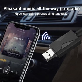 Resim USB Bt 5.0 Handsfree Kablosuz Verici Alıcı Stereo Ses Adaptörü Dahili Mikrofon Aux 