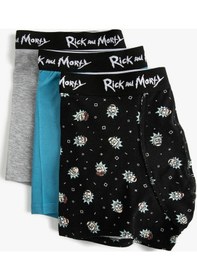 Resim Koton Rick And Morty 3'Lü Boxer Seti Lisanslı Desenli Siyah Desenli 5Wlm90005Mk Siyah 