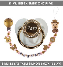 Resim Sahi Aksesuar İsimli Bebek Emzik Zinciri ve İsimli Bebek Silikon Emzik BEZYI290 Mavi 