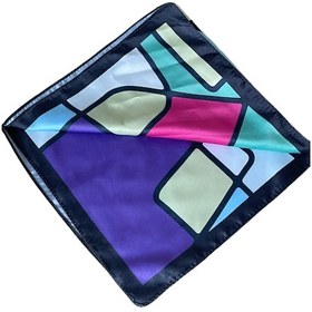 Resim Saten Bandana Saten Fular Saten Çanta Aksesuarı Özel Desen Bandana 45x50 Cm Beyaz - Yeşil 