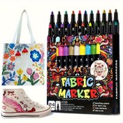 Resim 12/24 adet Kumaş Kalemi Yıkanabilir Renkli El Çizimi DIY Kalemi Graffiti Su Geçirmez Solmayan Kumaş Kalemi 