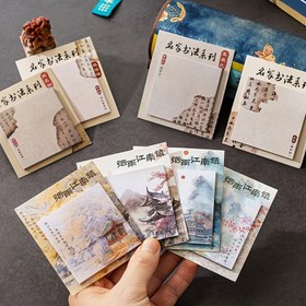 Resim 8 adet Antik Tarz Notlar, Çin Tarzı Yapışkan Notlar, 30 Levha her defter 