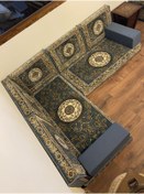 Resim Sultan Sedir 150x190cm - Hanzade Tam Turkuaz Yer Minderi Şark Köşesi (2KOLÇAK) 