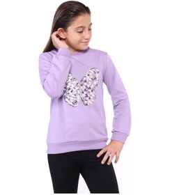 Resim Toontoy Kız Çocuk Kelebek İşlemeli Sweatshirt Lila 