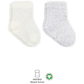 Resim Nessiworld Bistyle Puan Derby Penye Soket Çorap 2'Li BS10103 Gri Ekru 