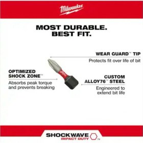 Resim Milwaukee Bits Yıldız Uç Vidalama Matkap Ucu Ph2 x 25MM -5 Adet 