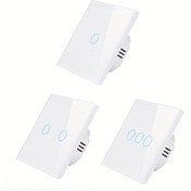 Resim Cam Panel Anahtarı, Gömme Montaj Güç Adaptörü, Yatak Odası, Banyo ve Oturma Odası için Dokunmatik Anahtar, 86mm 1-Gang/2-Gang/3-Gang Yumuşak Işıklı Sensörlü LED Göstergeli Ev Aydınlatma Kontrol Sistemi 