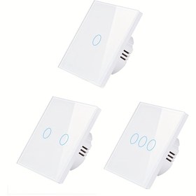 Resim Cam Panel Anahtarı, Gömme Montaj Güç Adaptörü, Yatak Odası, Banyo ve Oturma Odası için Dokunmatik Anahtar, 86mm 1-Gang/2-Gang/3-Gang Yumuşak Işıklı Sensörlü LED Göstergeli Ev Aydınlatma Kontrol Sistemi 