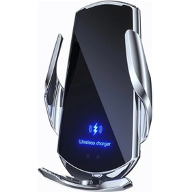 Resim Xuweiwei Vıkefon Gümüş Araba Kablosuz Şarj Standı Hızlı Kablosuz Şarj İstasyonu Kızılötesi İndüksiyon Otomatik Klemeler İphone Uyumlu 16 Samsung S25 İçin 