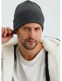Resim Erkek Termal %100 Pamuklu Soft Bere Hünkar Style Serisi 2 Farklı Görünüm Bir Arada - Standart / Füme Füme 