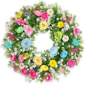 Resim Suntek Renkli Paskalya Çelenk Yapay Çiçek Parti Yeşillik Dekor 
