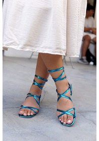 Resim Zaya Bağlamalı Kadın Sandalet Turkuaz 