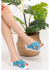 Resim Mavi İlk Yardım Desenli Açık Çapraz Model Airmax Taban Ortopedik 