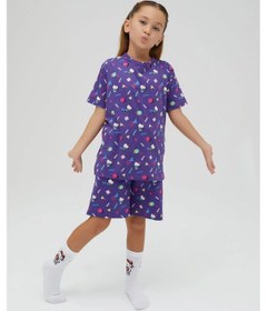 Resim Hello Kitty Kız Çocuk Kısa Kollu Şortlu Pamuklu Pijama Takımı Renklı 