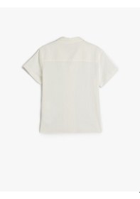 Resim Koton Pamuklu Düğme Detaylı Kısa Kollu Basic Gömlek Beyaz 5skb60002tw Beyaz 