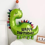 Resim 1'li Paket Sevimli Dinozor Balon - Parti Şapkası ile, Mutlu Yıllık Dekorasyon, Çocuk Doğum Günü Partisi, Düğün, Yılbaşı Süslemeleri için - Pompa Gerekmez, Kolay Kurulum, Eğlenceli Tasarım, Elektrik Gerektirmez 