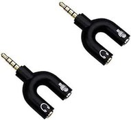 Resim 2'li Paket Kulaklık Tak Dönüştürücü 3,5 mm Stereo Adaptör Splitter Ses - Mikrofona & Kulaklık Jakı Plug Adaptörü Cep Telefonu Tablet PC için 
