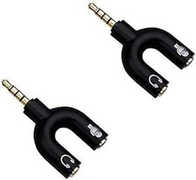 Resim 2'li Paket Kulaklık Tak Dönüştürücü 3,5 mm Stereo Adaptör Splitter Ses - Mikrofona & Kulaklık Jakı Plug Adaptörü Cep Telefonu Tablet PC için 