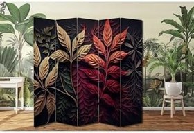Resim Sonbahar Yaprakları Temalı Özel Tasarım Paravan Room Divider Oda Bölücü PRVN-1312-1, 220 x 180 