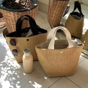 Resim 1 Adet Bohem Tarzı Dokuma Çanta - Geniş Geometrik Desenli Plaj ve Kamp Çantası, Dış Mekan İçin Dayanıklı Polyester El Çantası, Anneler Günü Hediyesi (Siyah/Beyaz), Sağlam Sap Yapısı, Doğal Dokulu Yüzey 