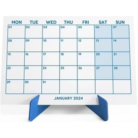 Resim Mavi Renkli Aylık Planlama 2027 Takvim, 2027 Masa Takvimi, Blue Color Monthly Planner Calendar 