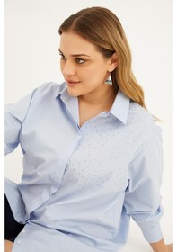 Resim Myline Oversize Taş Baskılı Poplin Gömlek 