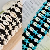 Resim 12 Parça Moda Takı Bahar/Yaz Hawai Stili Beyaz Howlite Denizyıldızı Şanslı Charm Dokuma Plaj Tatil Bileklik Kadınlar için Dostluk Nedime Hediye Seti 