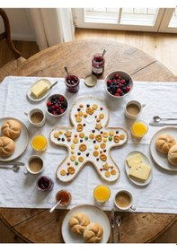 Resim Gingerbread Formlu Büyük Dekoratif Seramik Tabak Beyaz 